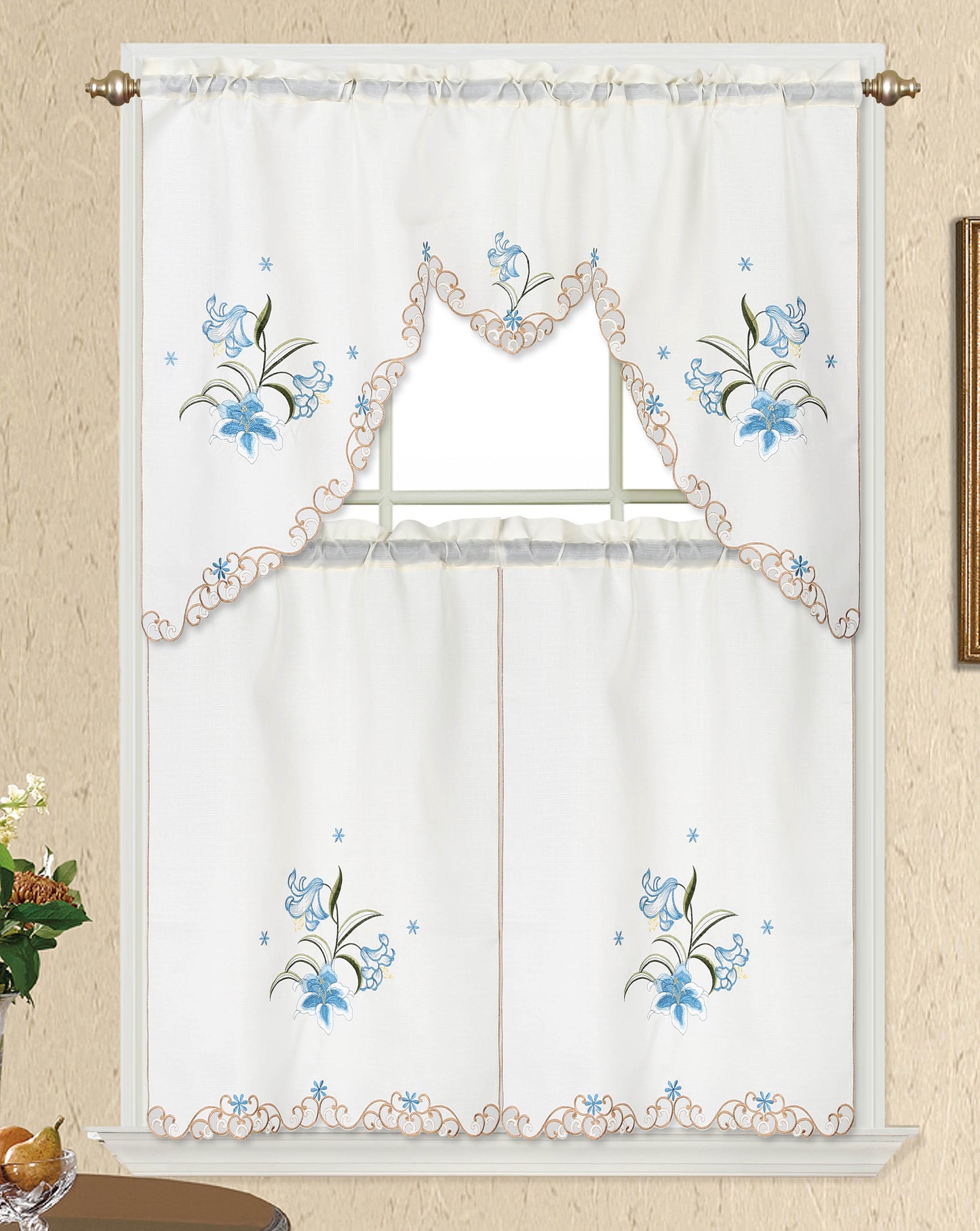 3 Piece - Kitchen Curtain - Estelle - Glory Home Design