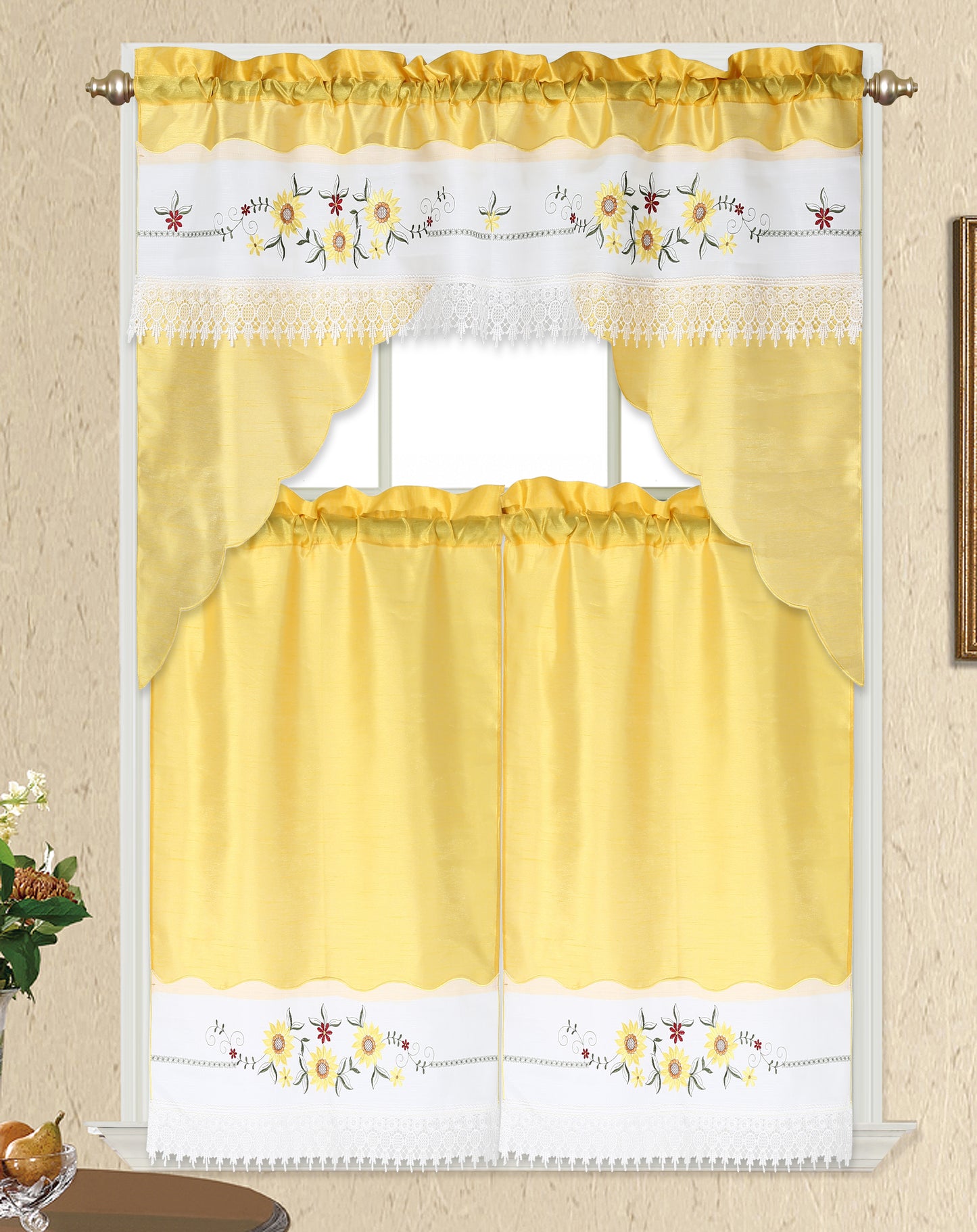 3 Piece - Kitchen Curtain - KENDRA