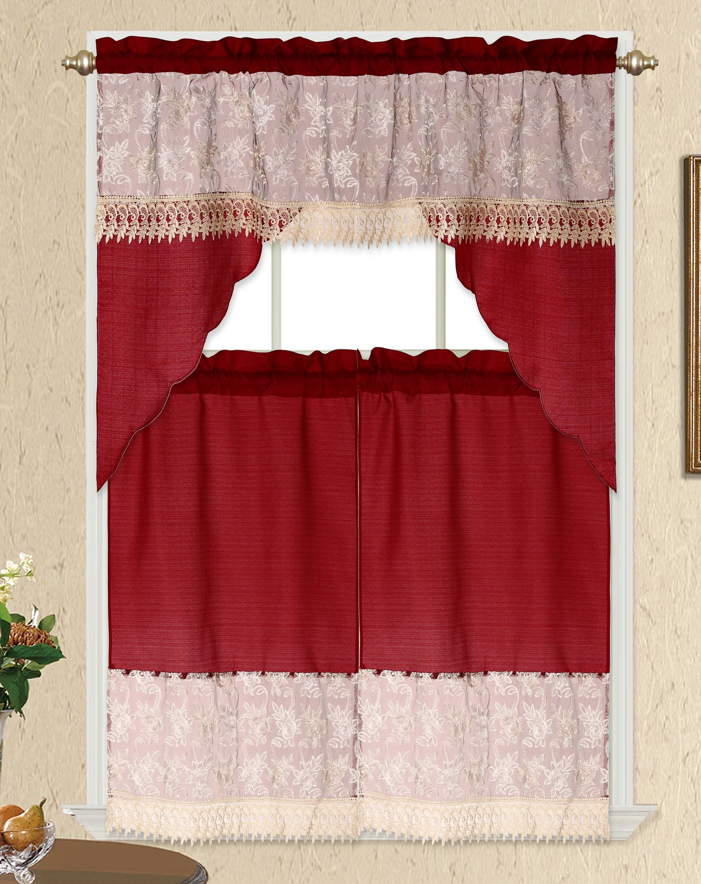 3 Piece - Kitchen Curtain - ROBIN