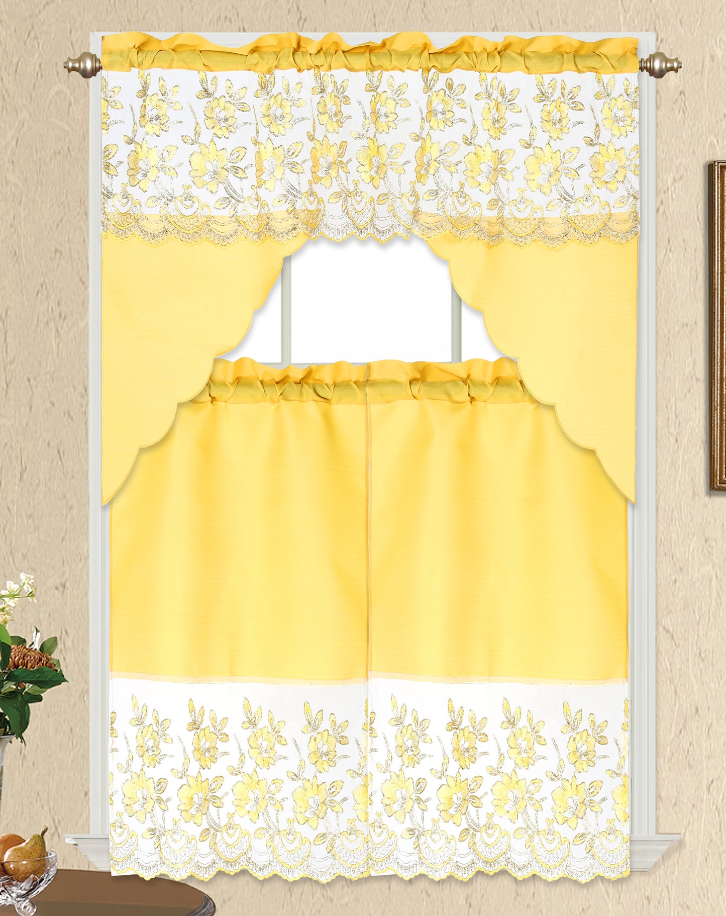 3 Piece - Kitchen Curtain - SAMARA