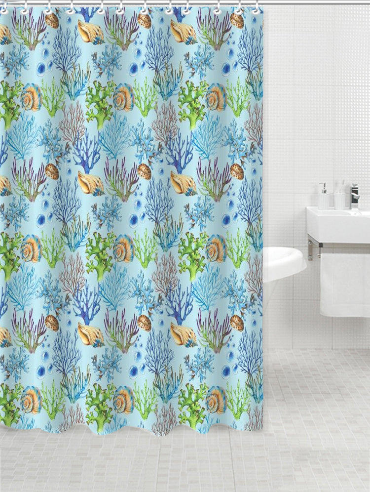 Shower Curtain with Metal Roller Hooks - Glory Home Design
