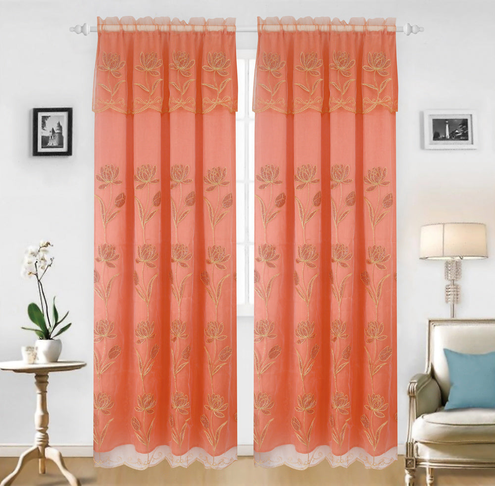 Britney Organza Embroidered Panel with Valance - Glory Home Design