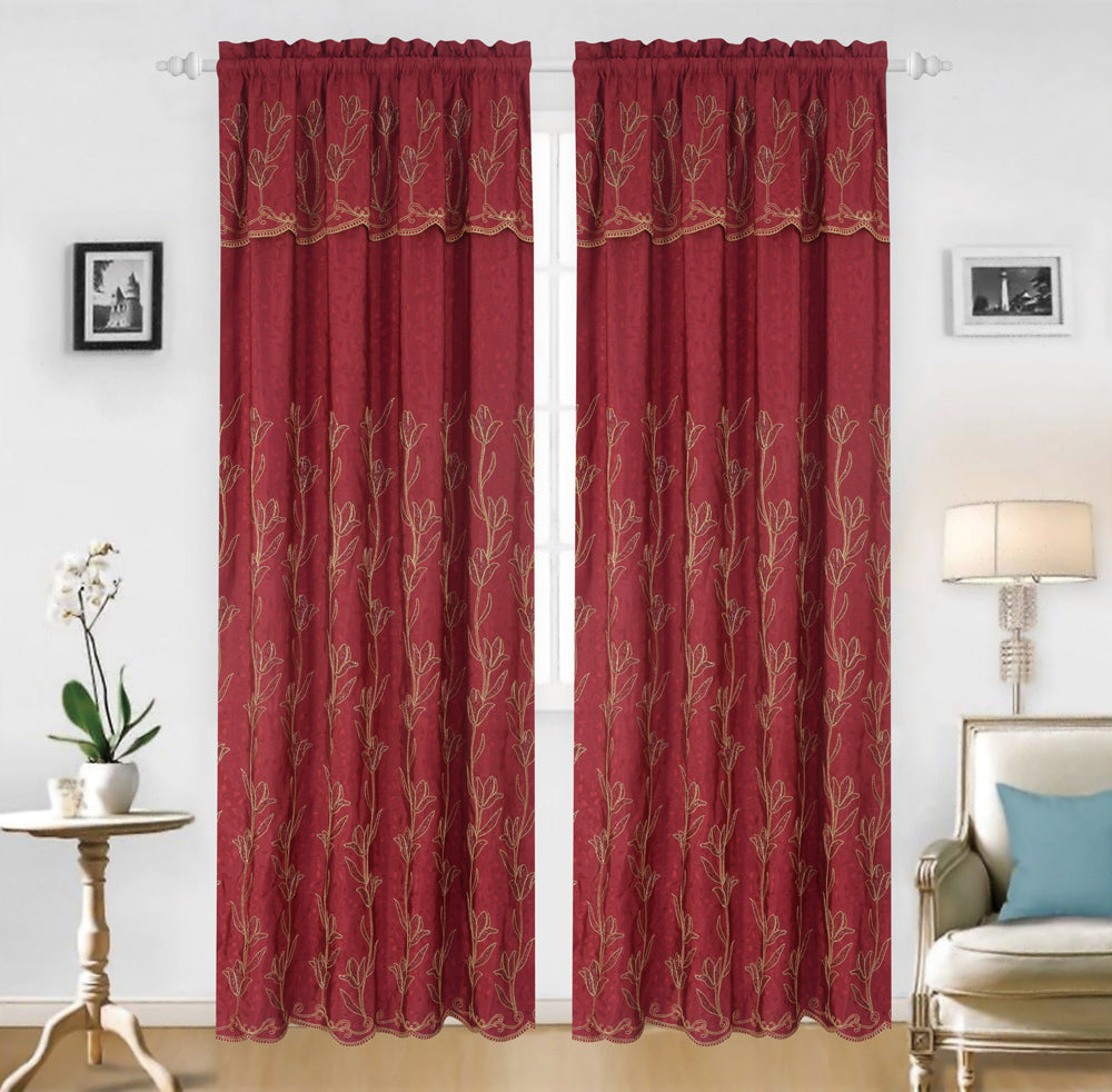 Francine - Embroidered Jacquard Panel Curtain 90"L - Glory Home Design