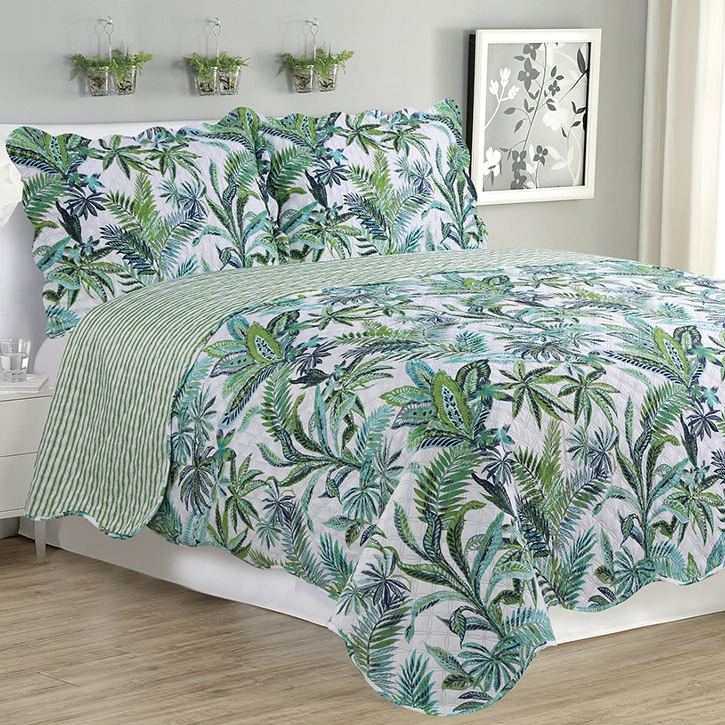 Melissa - 3 Piece Quilt Set - Jungle Green - Glory Home Design