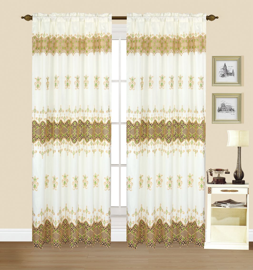Jenny - Embroidered Macrame Jacquard Panel with Valance - Glory Home Design
