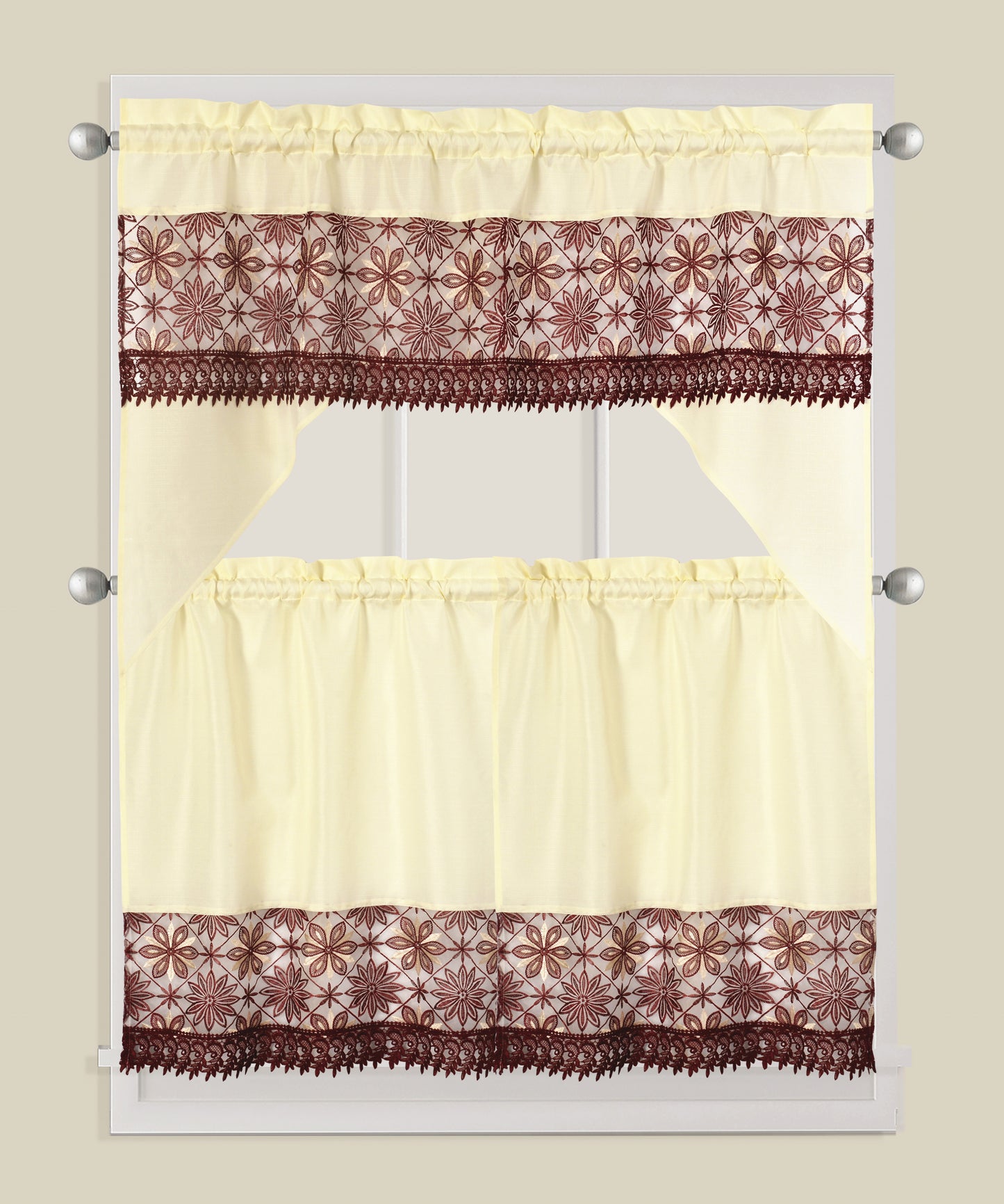 3 Piece - Kitchen Curtain - Lydia - Glory Home Design