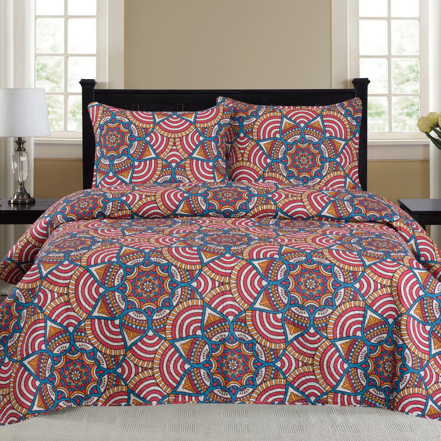 Cynthia - 3 Piece Quilt Set - Orange - Glory Home Design