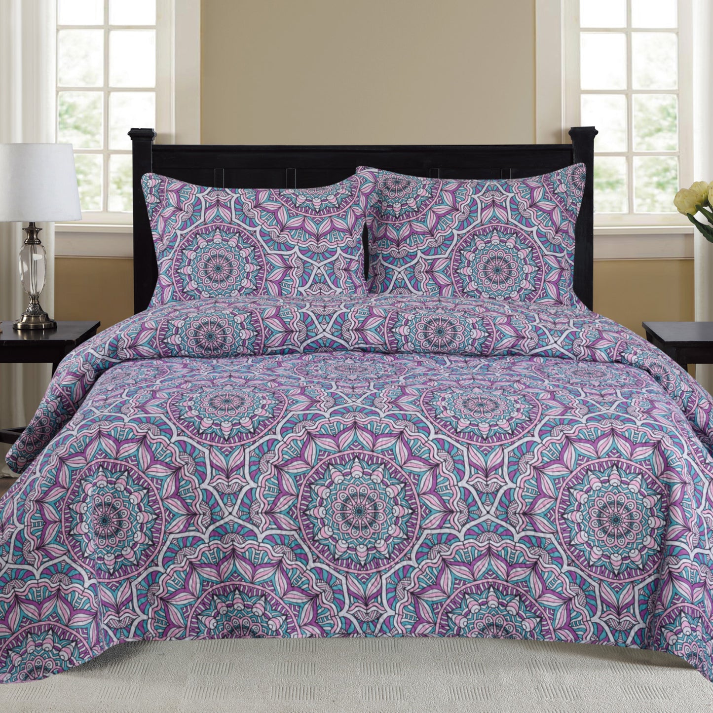 Cynthia - 3 Piece Quilt Set - Purple - Glory Home Design