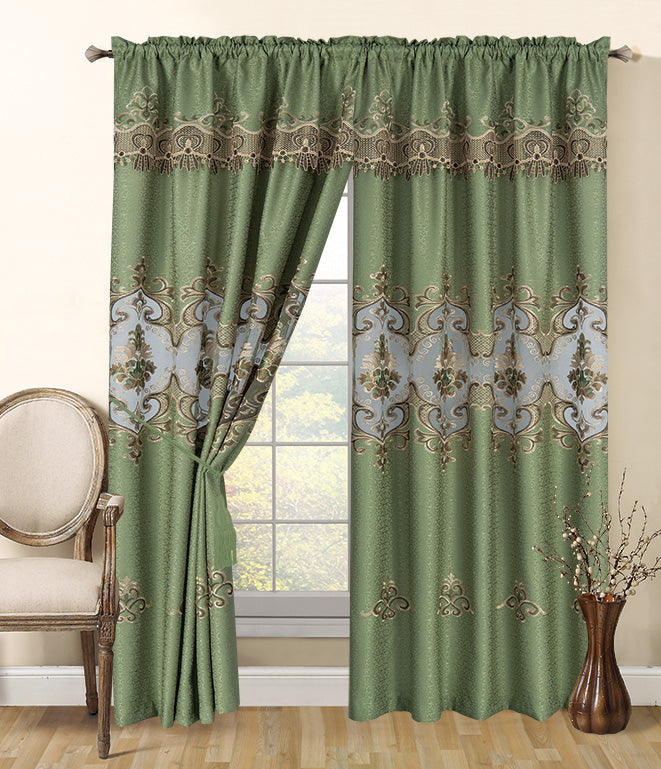 Nora - Embroidered Macrame Jacquard Panel with Valance - Glory Home Design