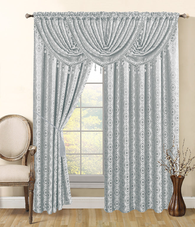 Mia Complete Set 2 Panels & 3 Valances - - Glory Home Design
