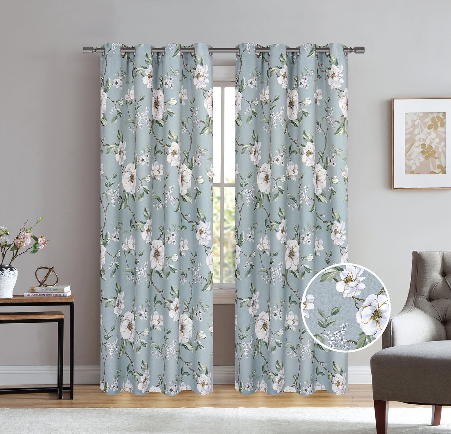 Valentina - Foil Printed Blackout Grommet Panel - Glory Home Design