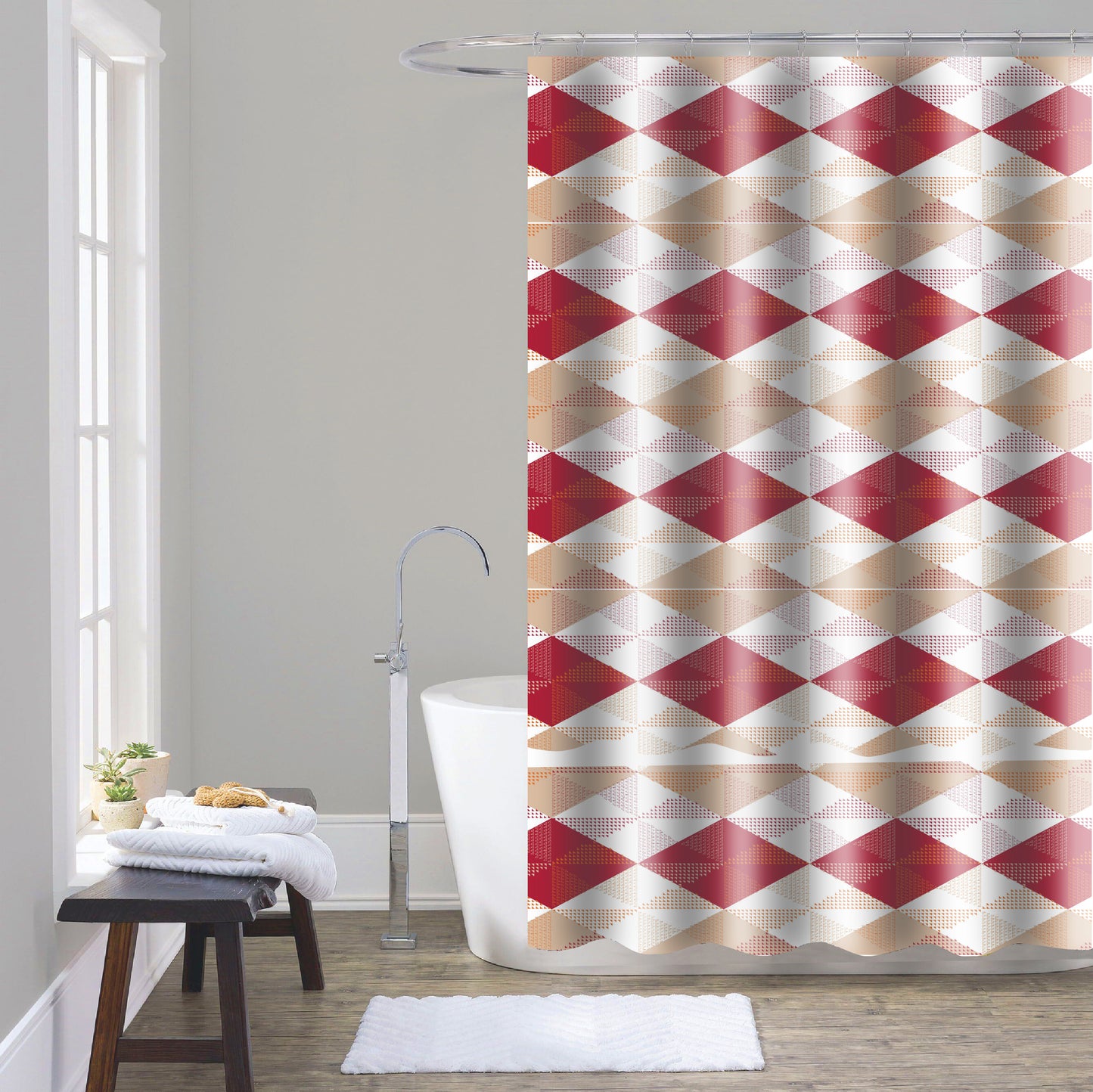 Shower Curtain with Metal Roller Hooks - Glory Home Design
