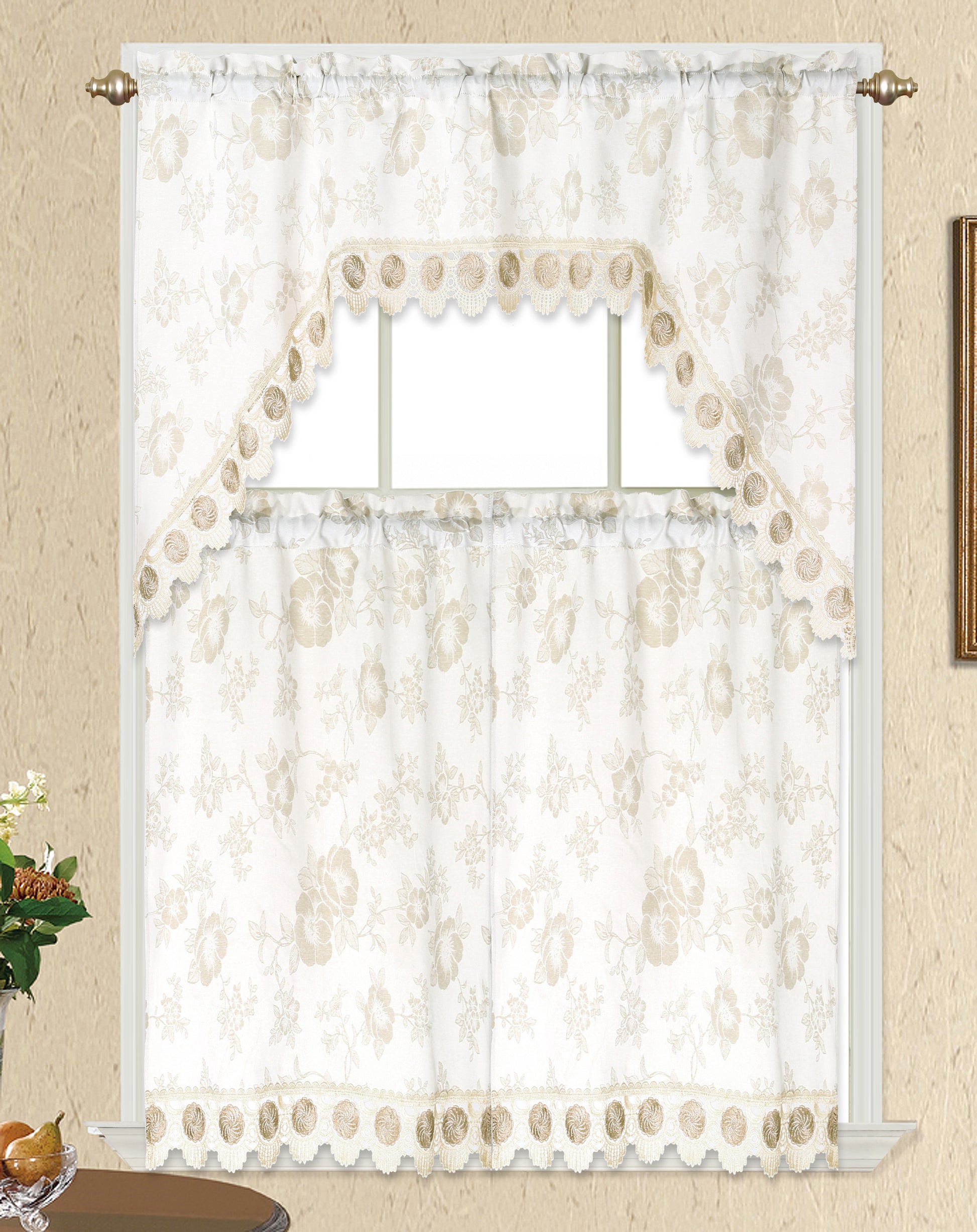 3 Piece - Kitchen Curtain - CELIA - Glory Home Design