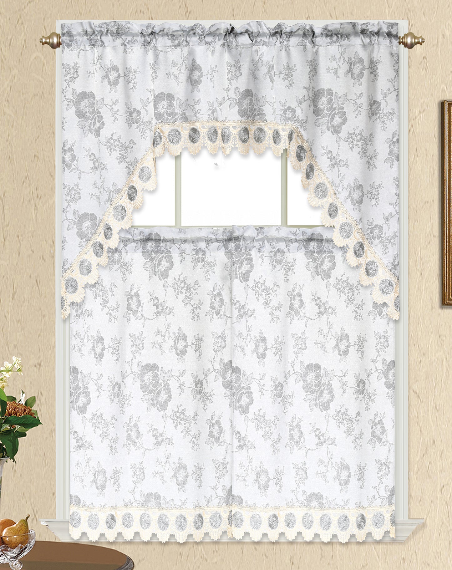 3 Piece - Kitchen Curtain - CELIA - Glory Home Design