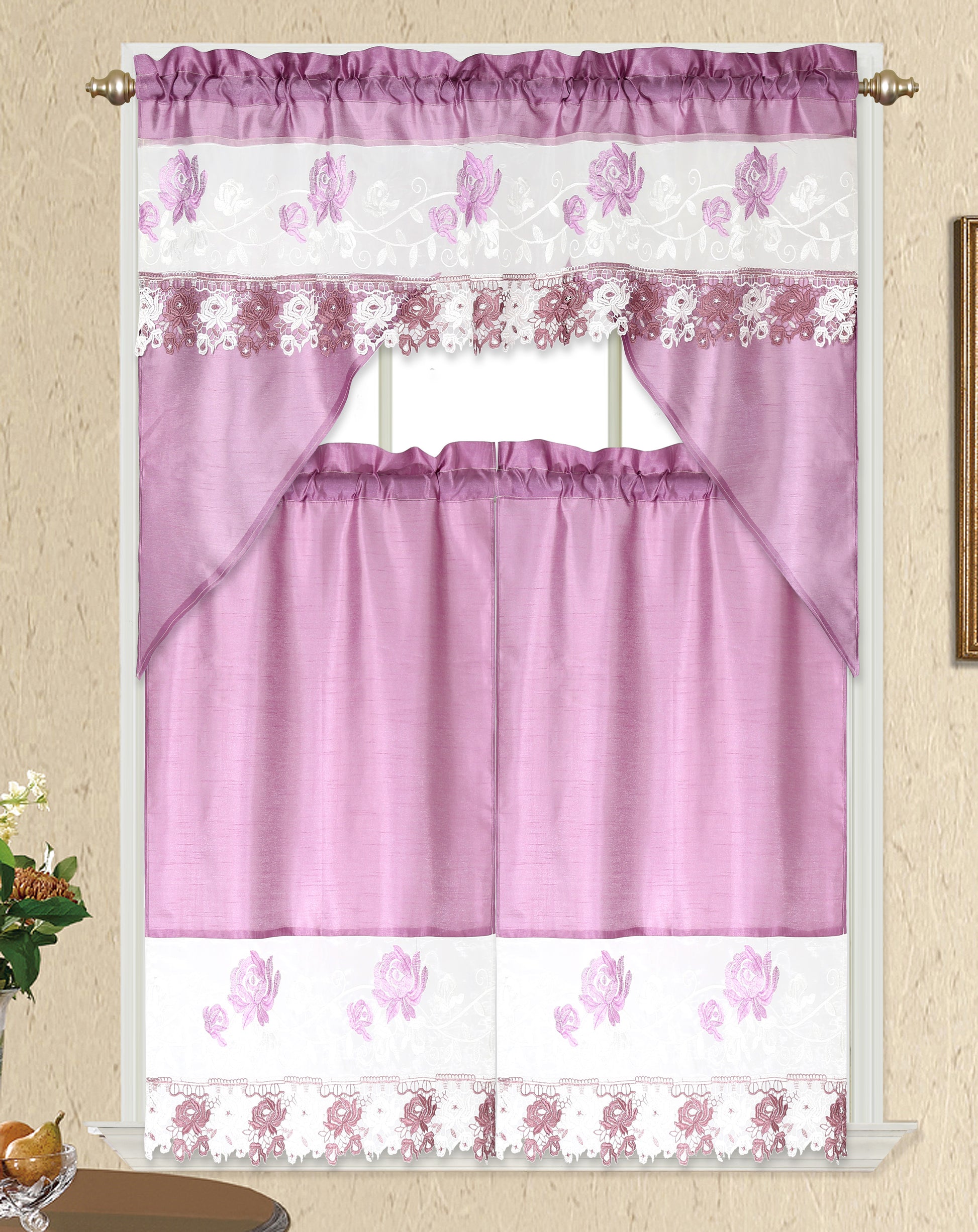 3Piece - Kitchen Curtain - ERIN - Glory Home Design