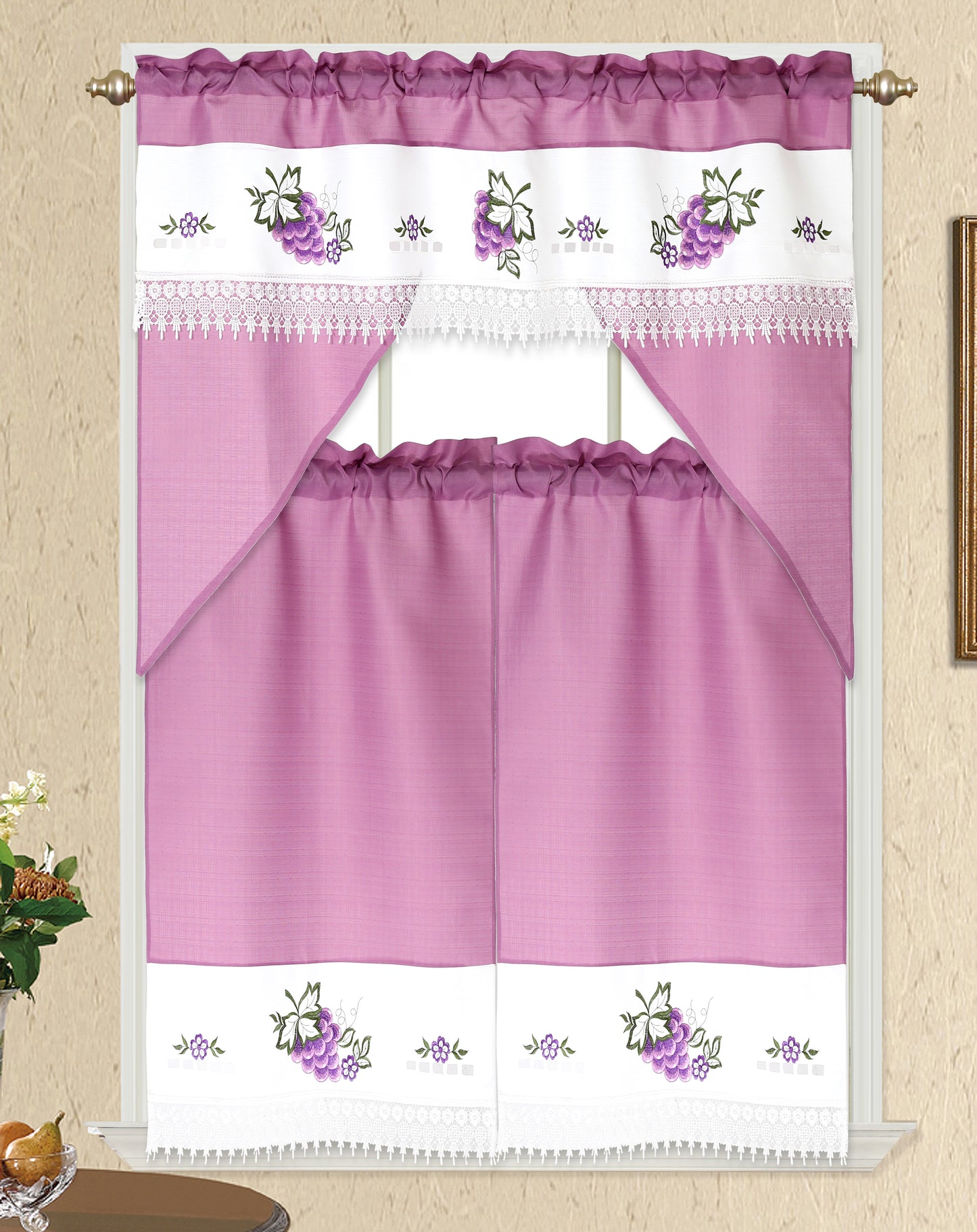3 Piece - Kitchen Curtain - Louisa