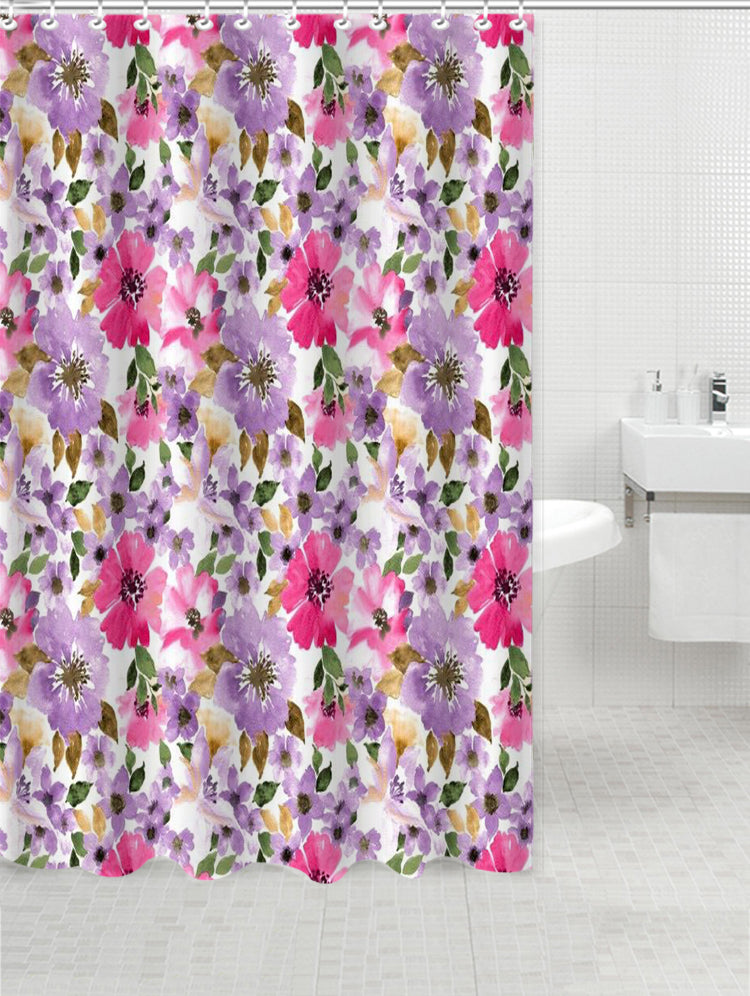 Shower Curtain with Metal Roller Hooks - Glory Home Design