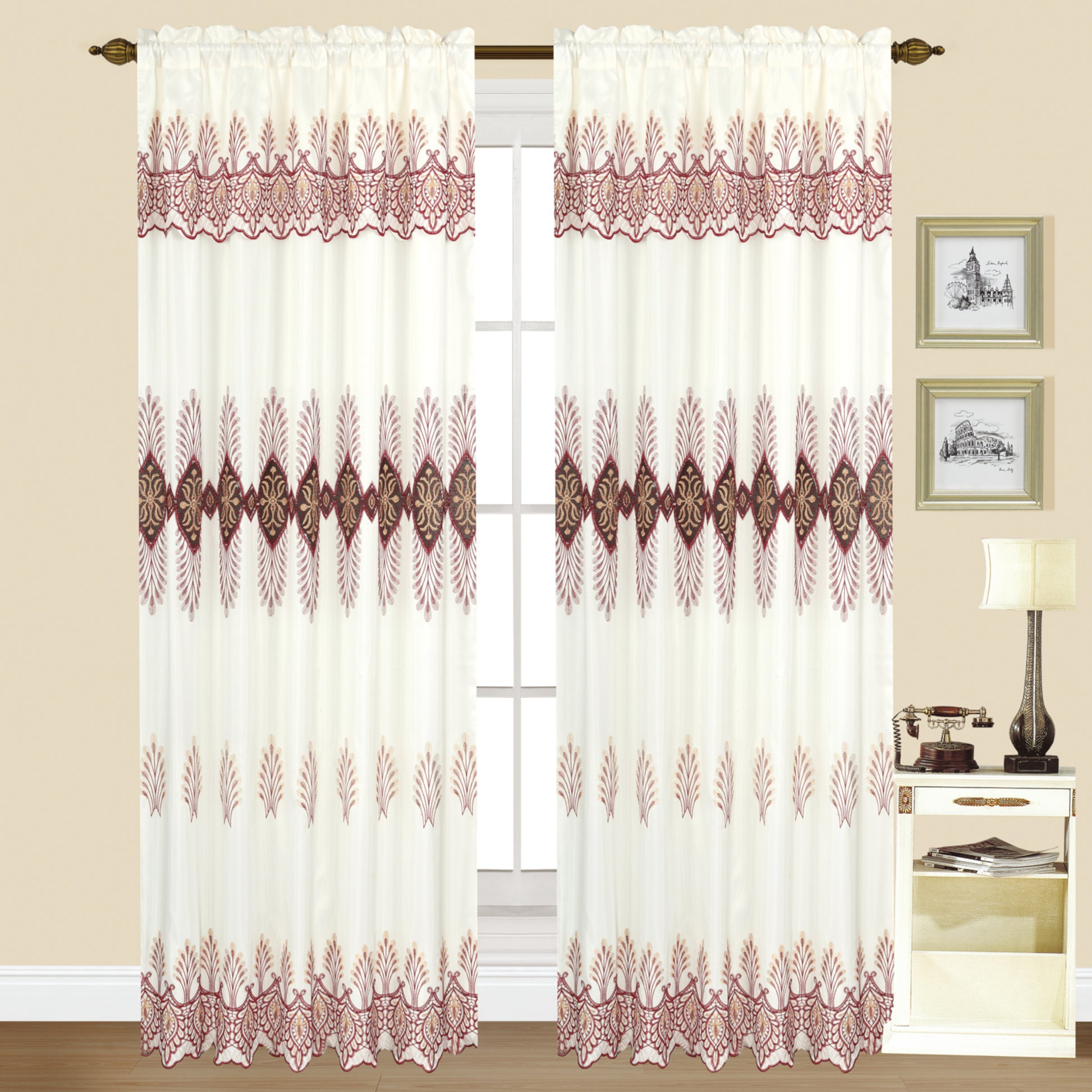 Alice - Embroidered Macrame Jacquard Panel with Valance - Glory Home Design