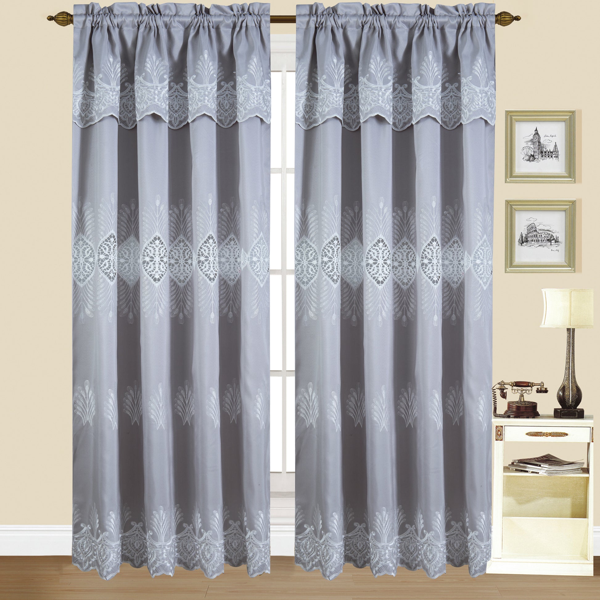 Alice - Embroidered Macrame Jacquard Panel with Valance - Glory Home Design