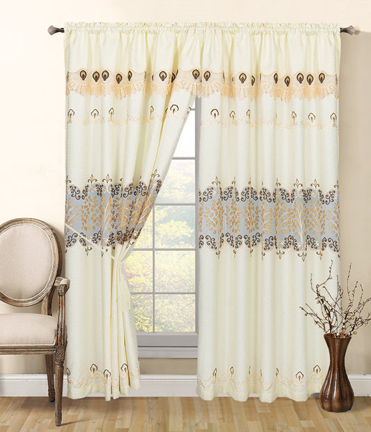 Leah - Embroidered Macrame Jacquard Panel with Valance - Glory Home Design