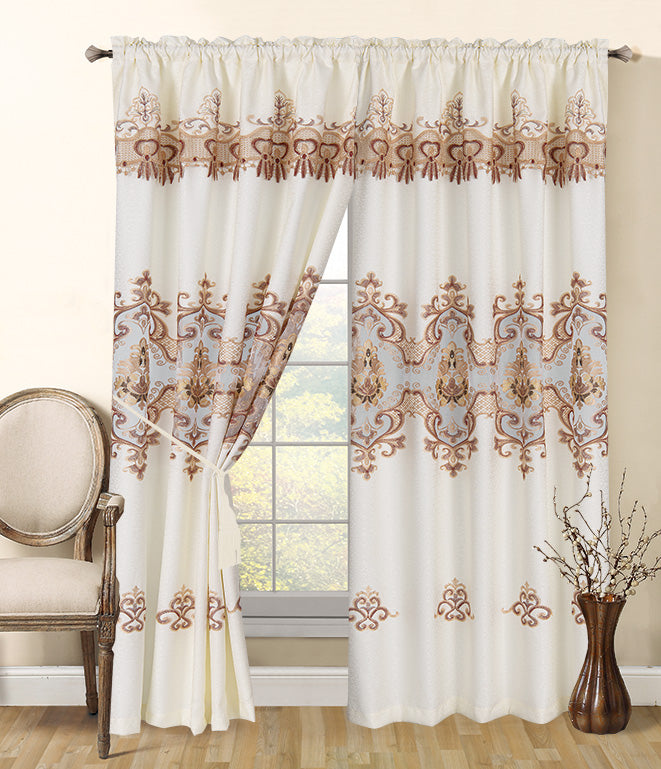 Nora - Embroidered Macrame Jacquard Panel with Valance - Glory Home Design