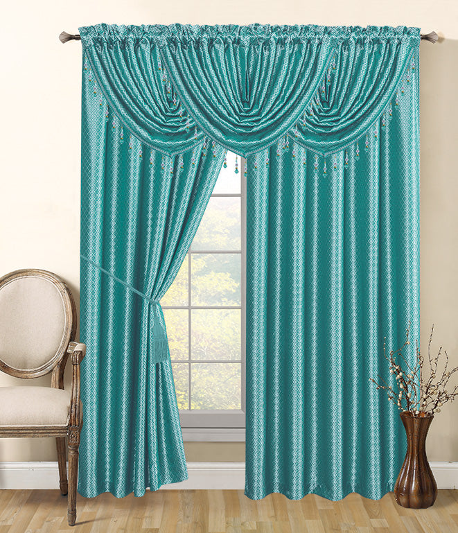 Ruby Complete Set 2 Panels & 3 Valances - - Glory Home Design