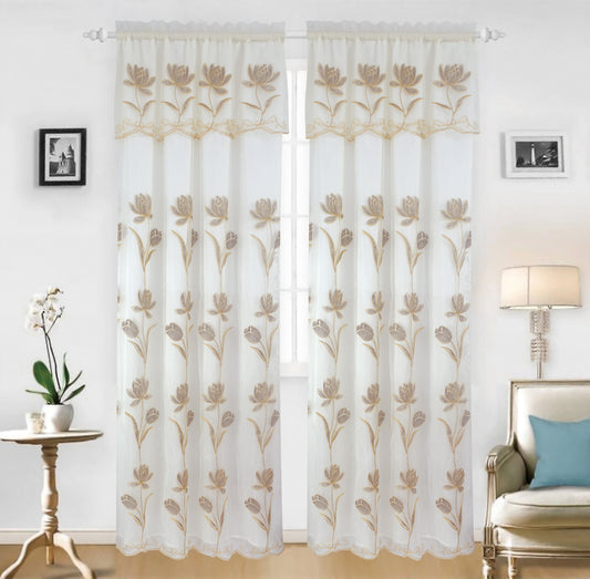 Britney Organza Embroidered Panel with Valance - Glory Home Design