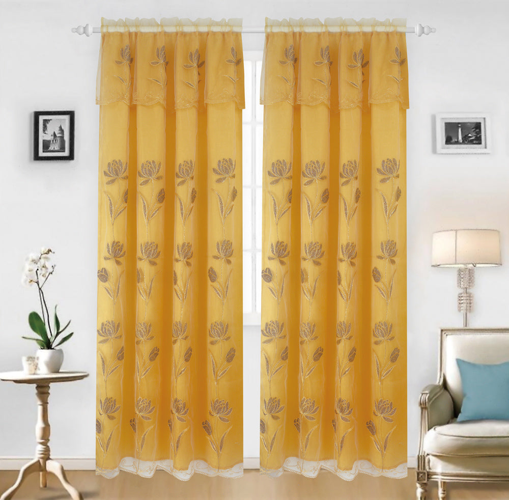 Britney Organza Embroidered Panel with Valance - Glory Home Design
