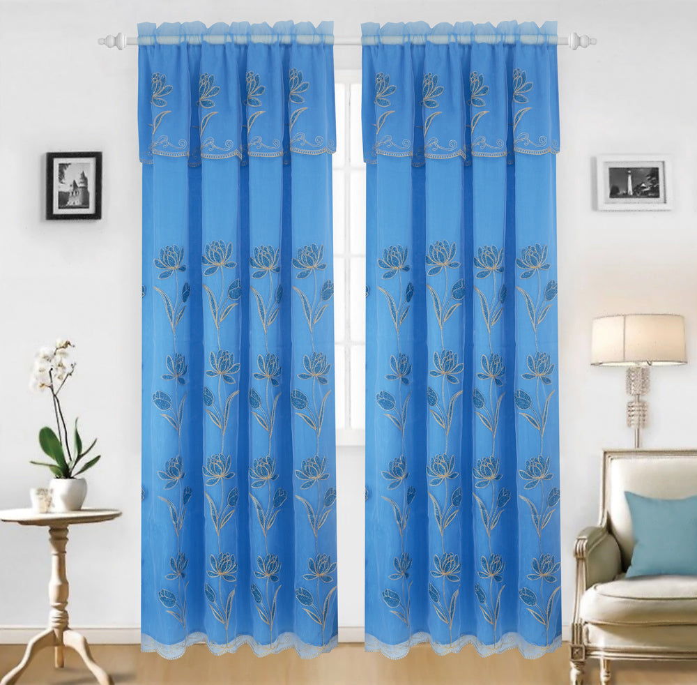 Britney Organza Embroidered Panel with Valance - Glory Home Design