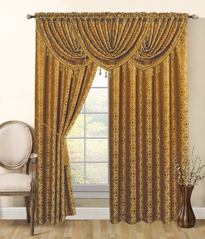 Mia Complete Set 2 Panels & 3 Valances - - Glory Home Design