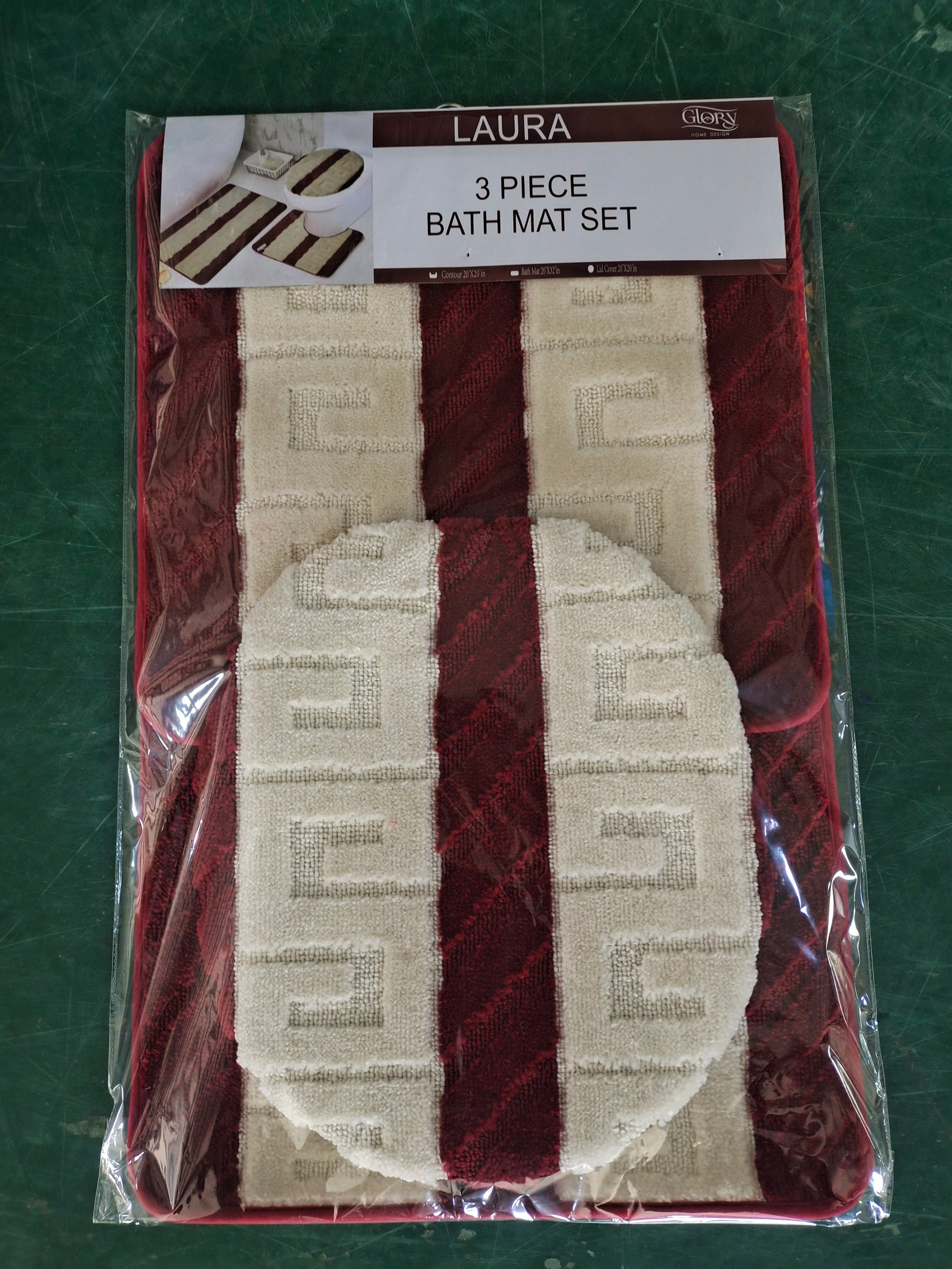 3 Piece Bathmat Set - Laura - Regular & Oversized - Glory Home Design