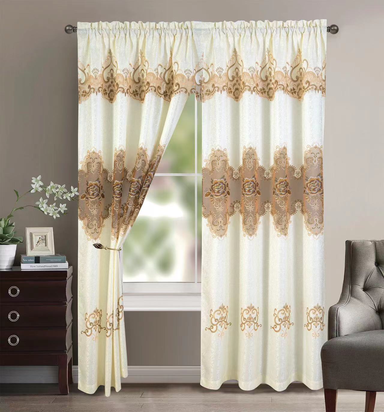 Riley - Embroidered Macrame Jacquard Panel with Valance – Glory Home Design
