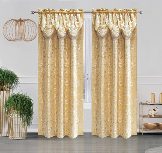 Betheny Jacquard Curtain with Attached Valance - Glory Home Design