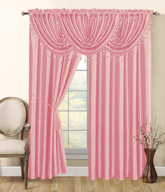 Ruby Complete Set 2 Panels & 3 Valances - - Glory Home Design