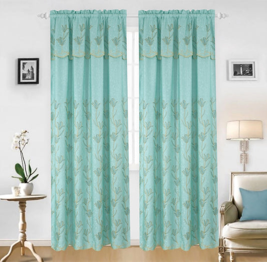 Francine - Embroidered Jacquard Panel Curtain 90"L - Glory Home Design