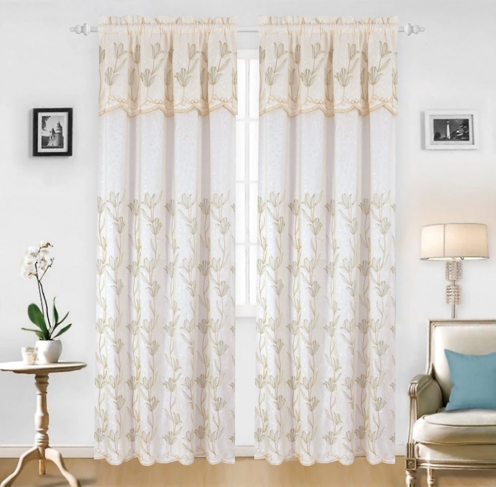 Francine - Embroidered Jacquard Panel Curtain 90"L - Glory Home Design
