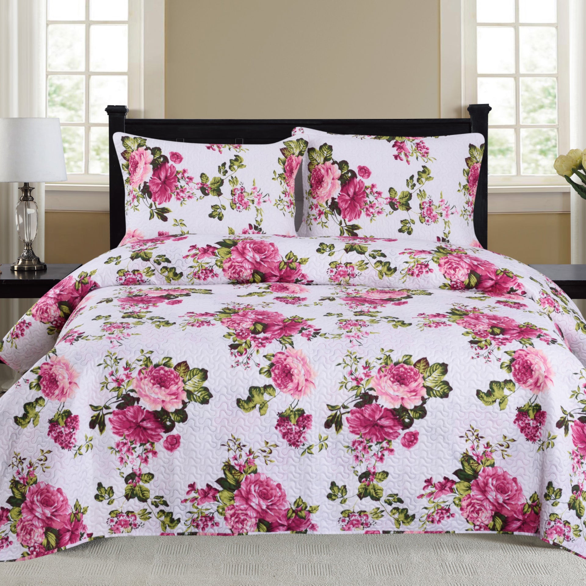 Cynthia - 3 Piece Quilt Set - Fuschia - Glory Home Design