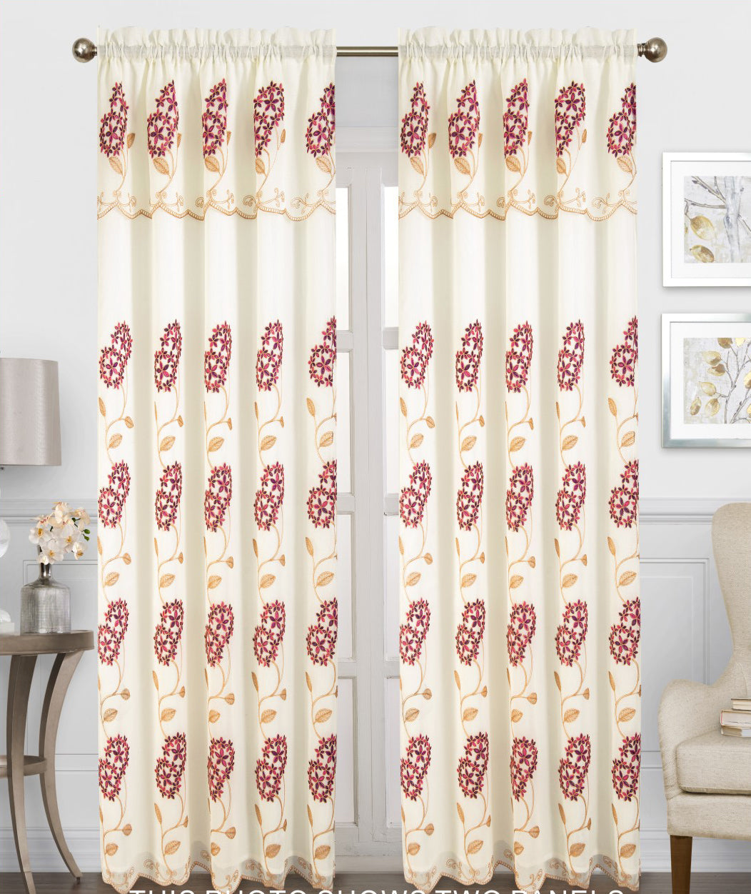 Gigi Voile Rainbow Embroidered Panel with Valance - Glory Home Design