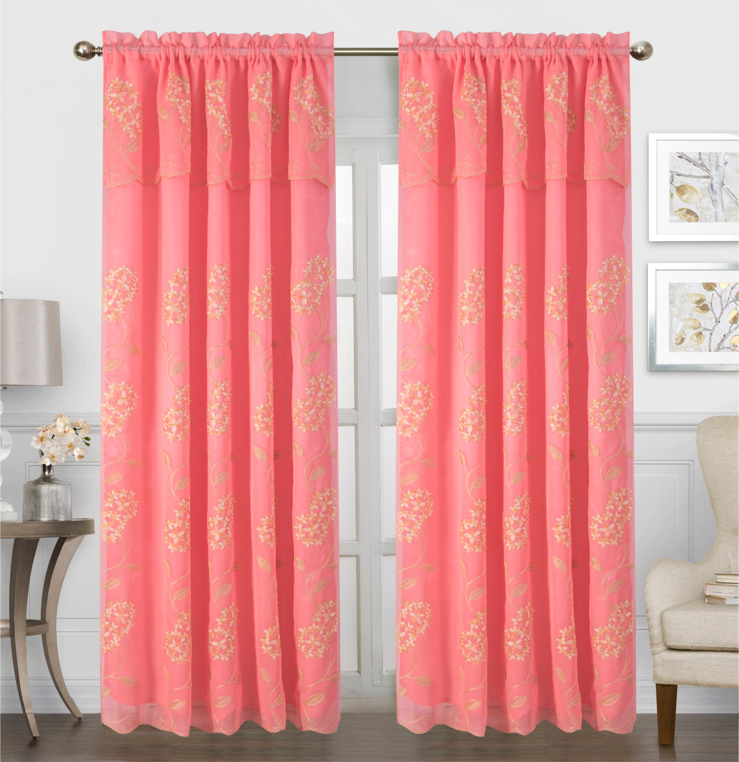 Gigi Voile Rainbow Embroidered Panel with Valance - Glory Home Design
