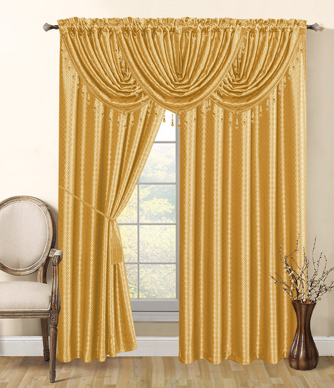 Ruby Complete Set 2 Panels & 3 Valances - - Glory Home Design