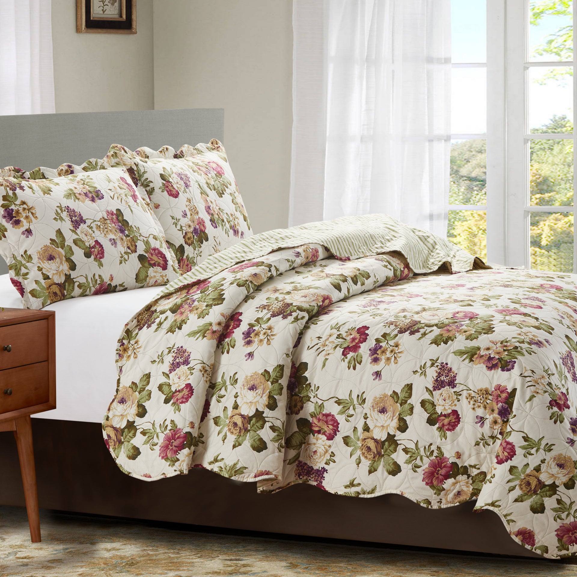 Jennifer 3 Piece Quilt Set - Green - Glory Home Design