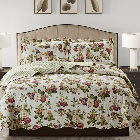 Jennifer 3 Piece Quilt Set - Green - Glory Home Design