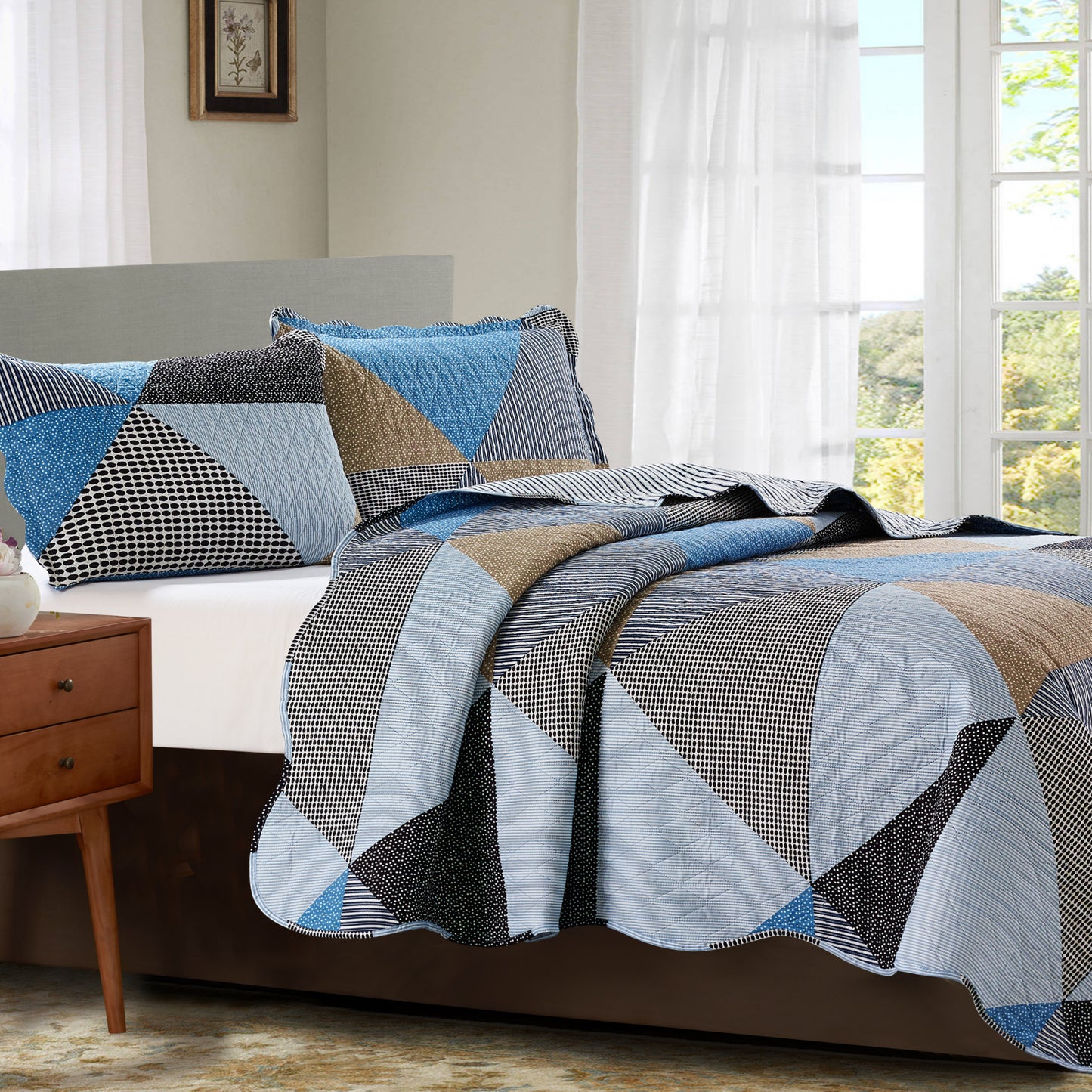 Suzy 3 Piece Quilt Set - Grey - Glory Home Design