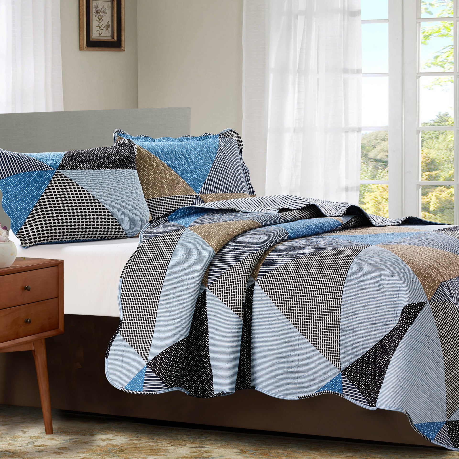 Suzy 3 Piece Quilt Set - Grey - Glory Home Design
