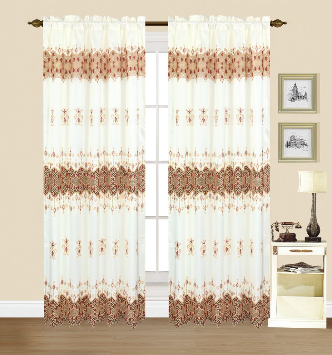 Jenny - Embroidered Macrame Jacquard Panel with Valance - Glory Home Design