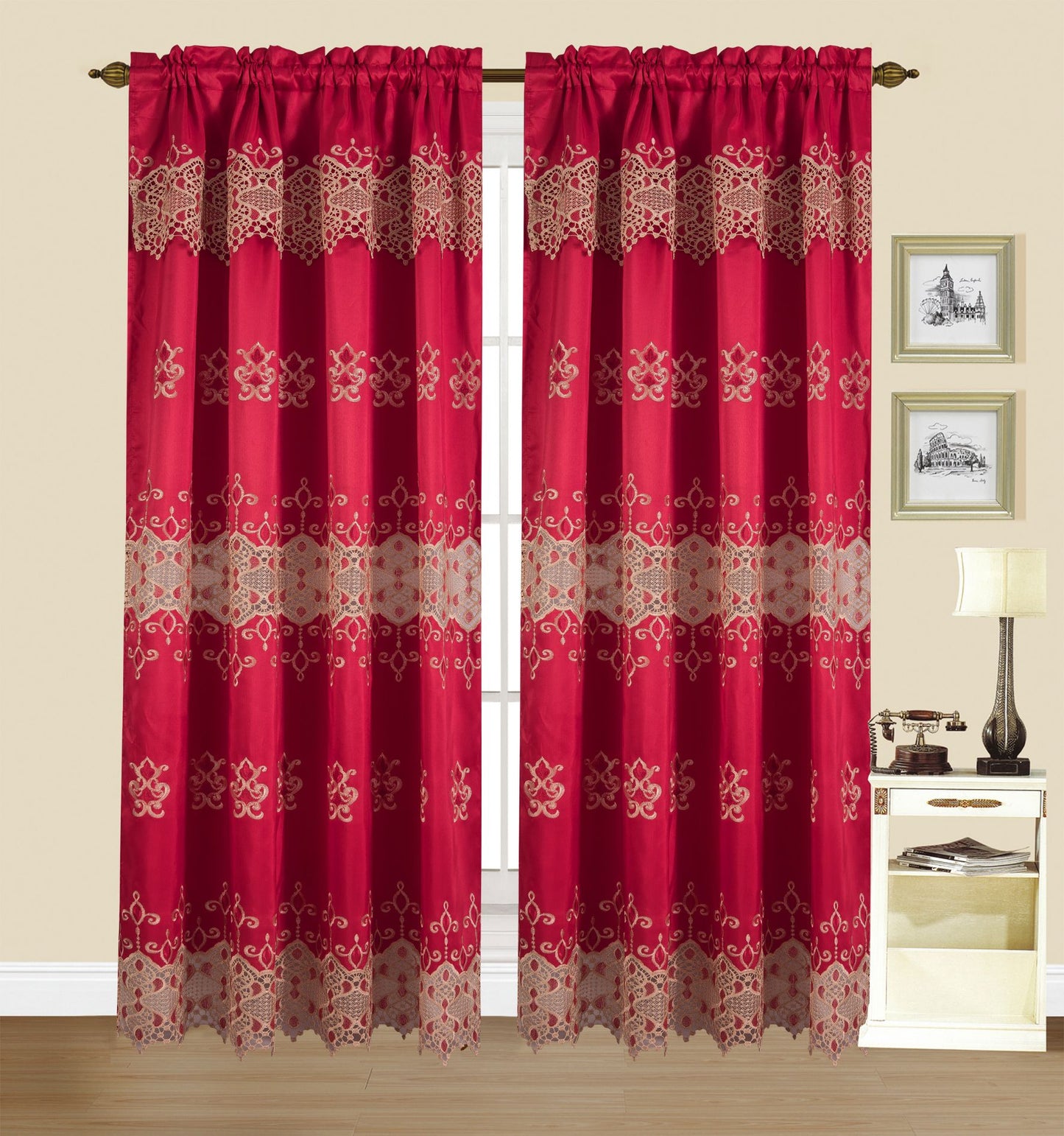 Jenny - Embroidered Macrame Jacquard Panel with Valance - Glory Home Design