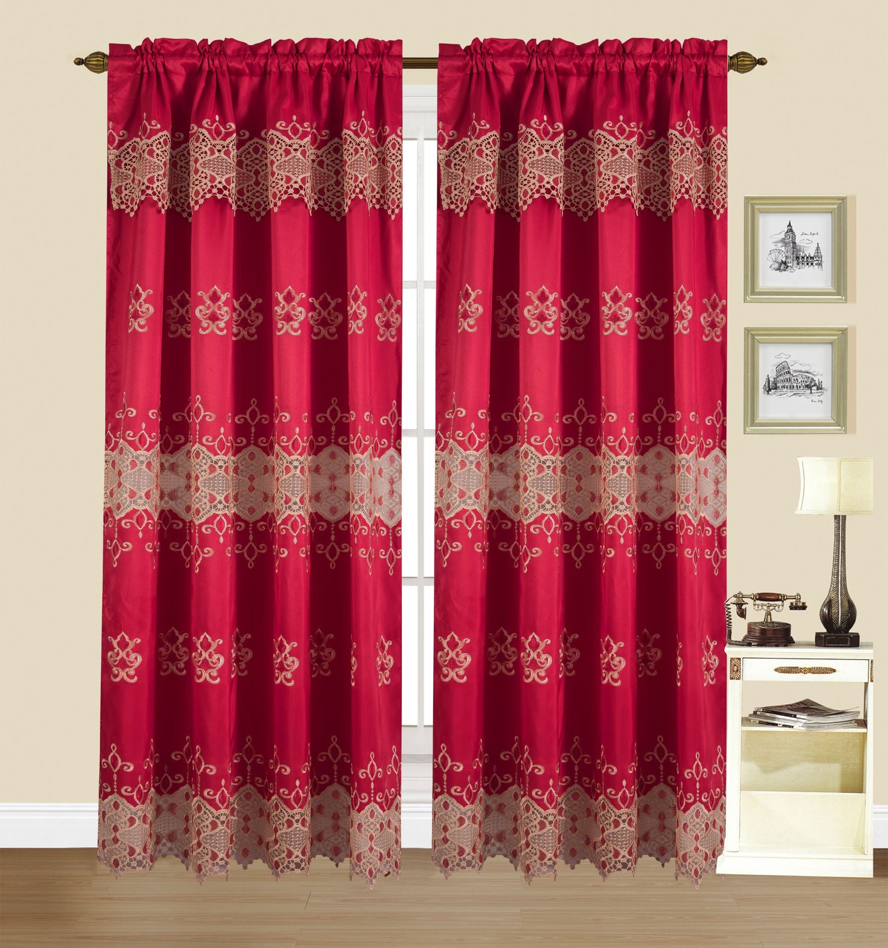 Jenny - Embroidered Macrame Jacquard Panel with Valance - Glory Home Design