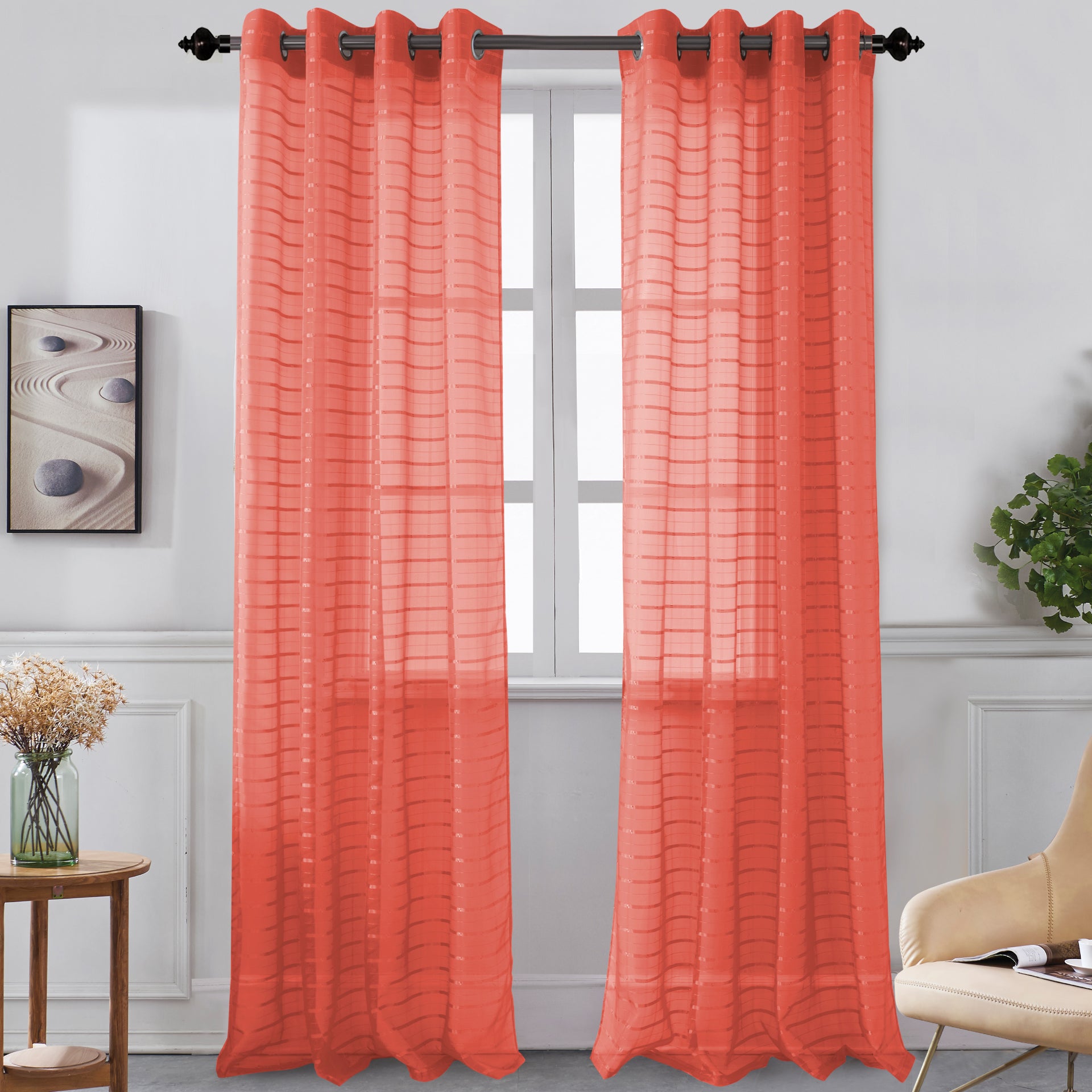 Karen - Grommet Sheer Panel - Set of Two - Assorted Colors - Glory Home Design