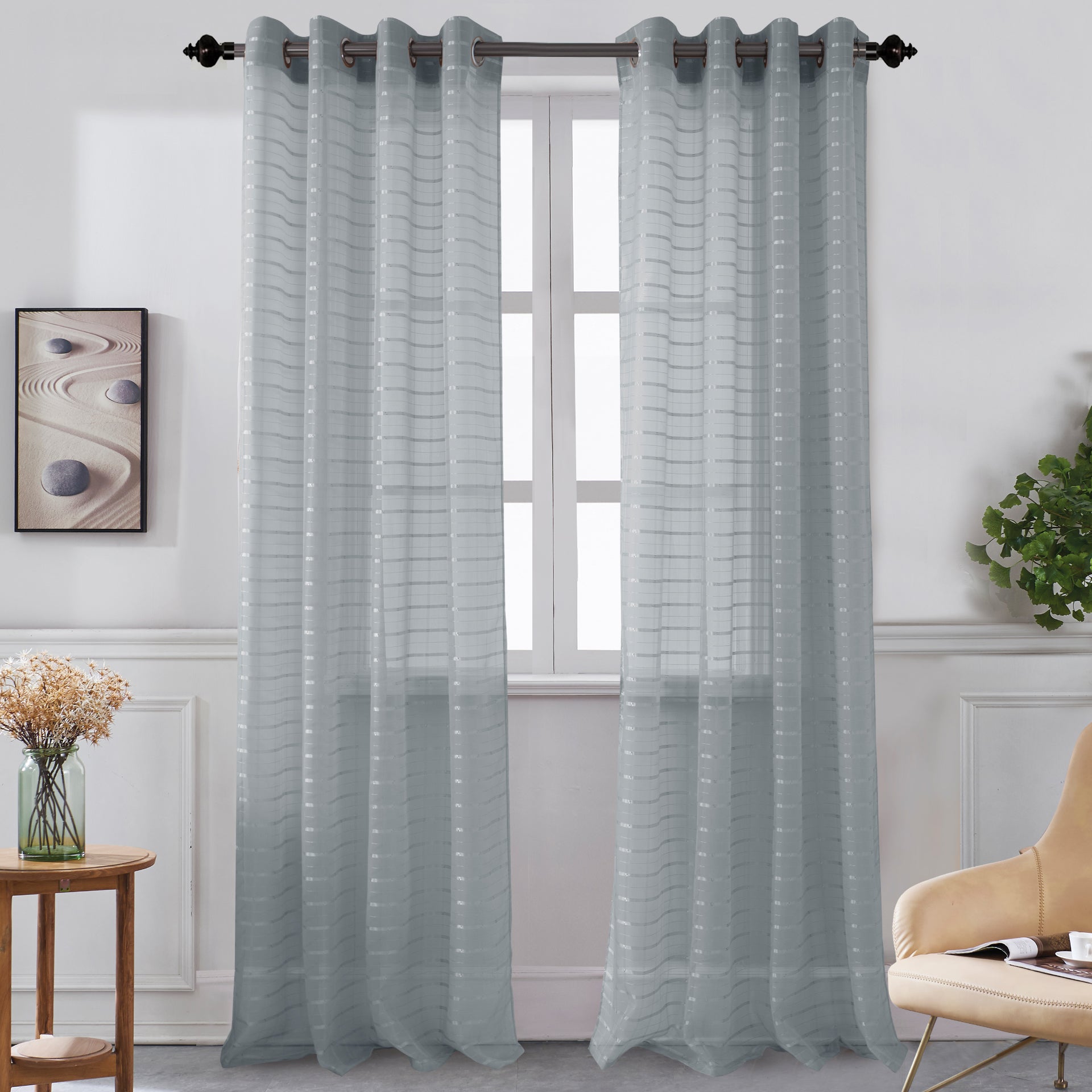 Karen - Grommet Sheer Panel - Set of Two - Assorted Colors - Glory Home Design