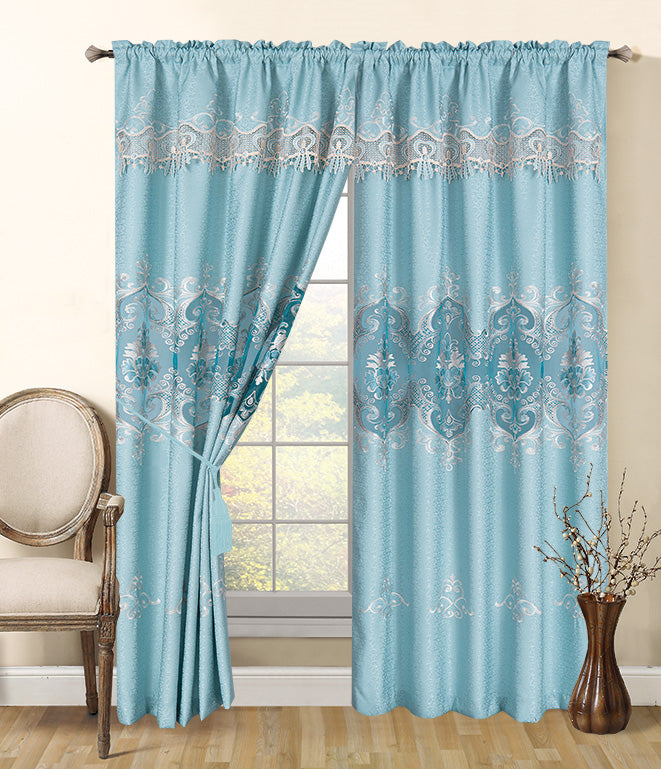 Nora - Embroidered Macrame Jacquard Panel with Valance - Glory Home Design